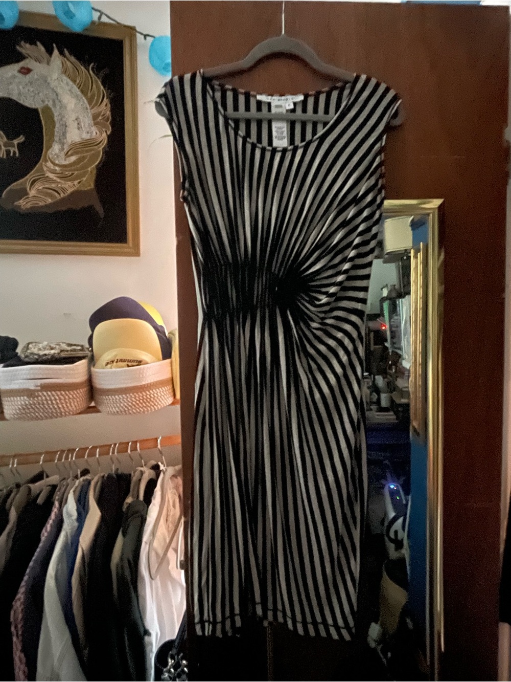 Max Studio Black & White Striped Twist-Front Sheath Dress